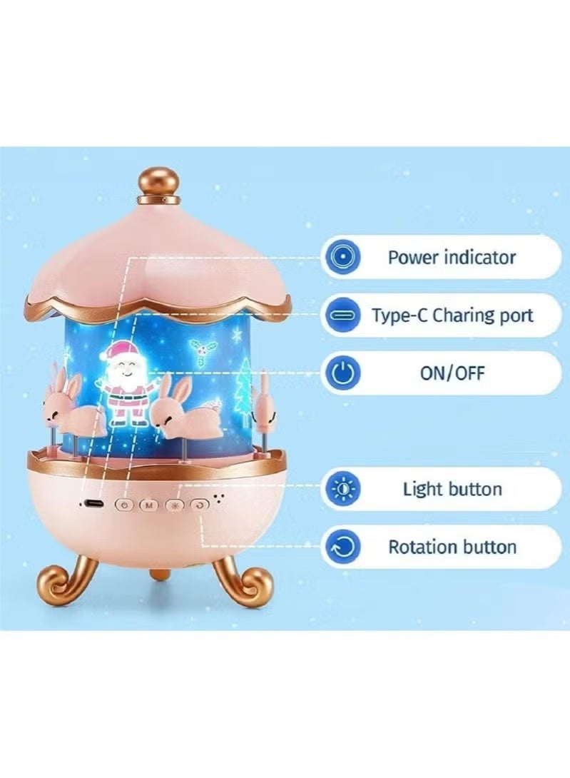 BLUMENIT Rabbit Star Projector Night Light for Kids – 6 Film Rotating Galaxy & Starry Sky Projector, USB Rechargeable, 5 Color Changing LED Baby Night Light for Bedroom, Girls, Boys – Cute Gift for Christmas, Birthday - Image 2